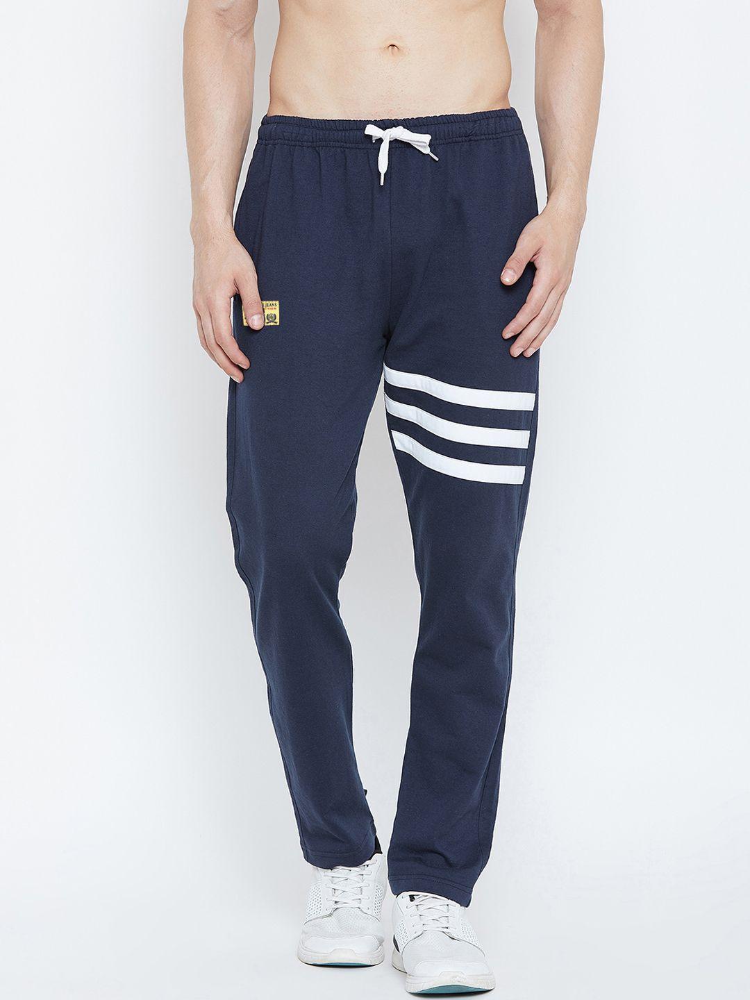 adobe men navy blue slim-fit solid track pants