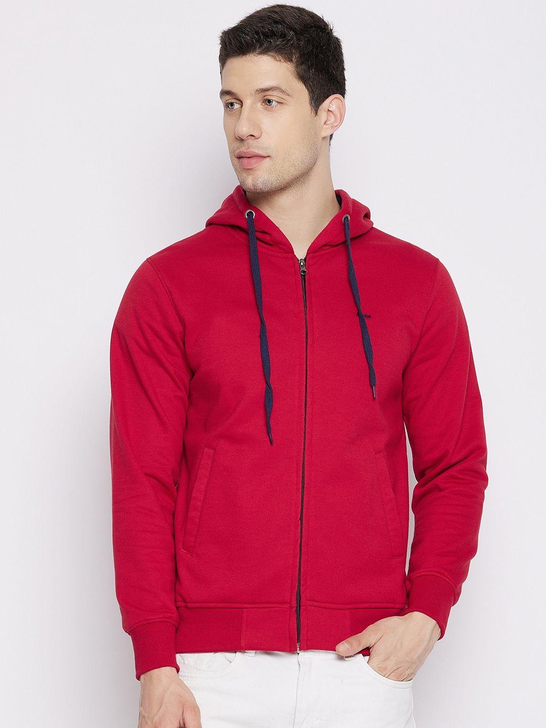 adobe men red hooded cotton sweatshirt