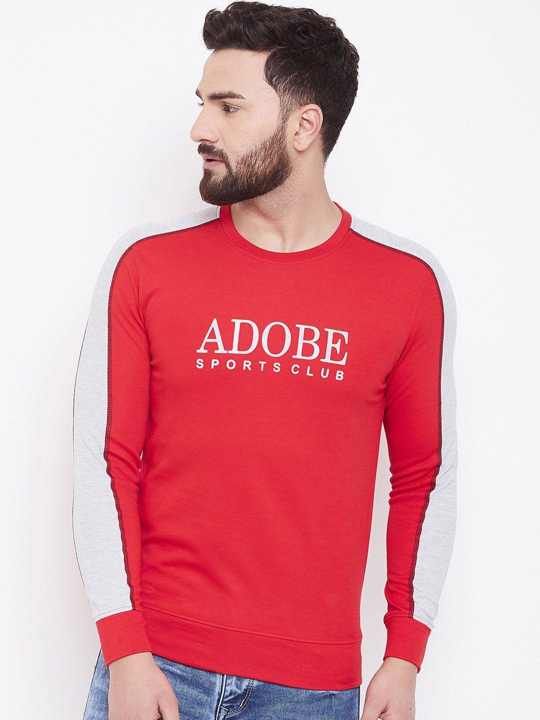 adobe men red printed sweatshirt