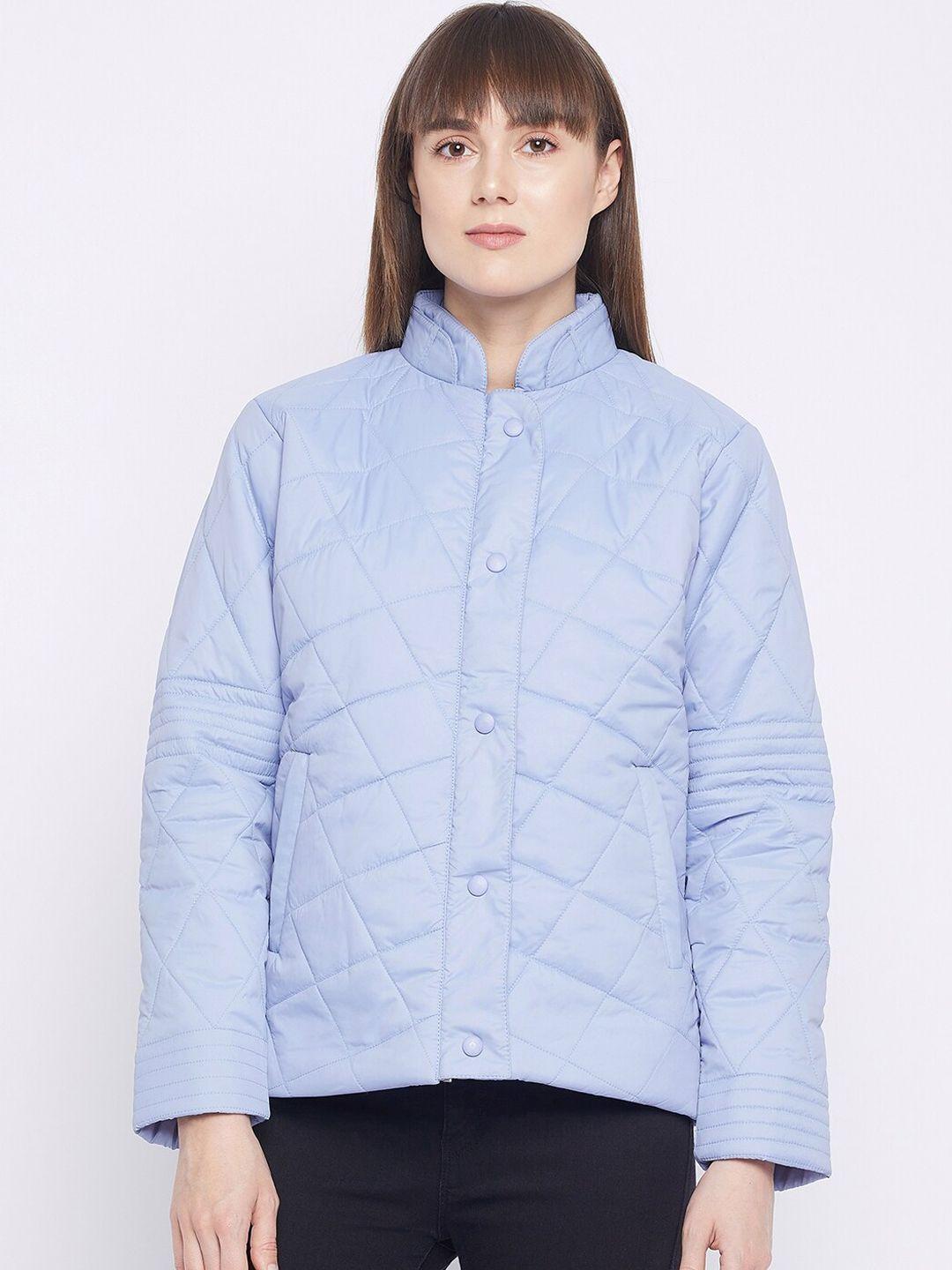 adobe women blue geometric lightweight padded jacket