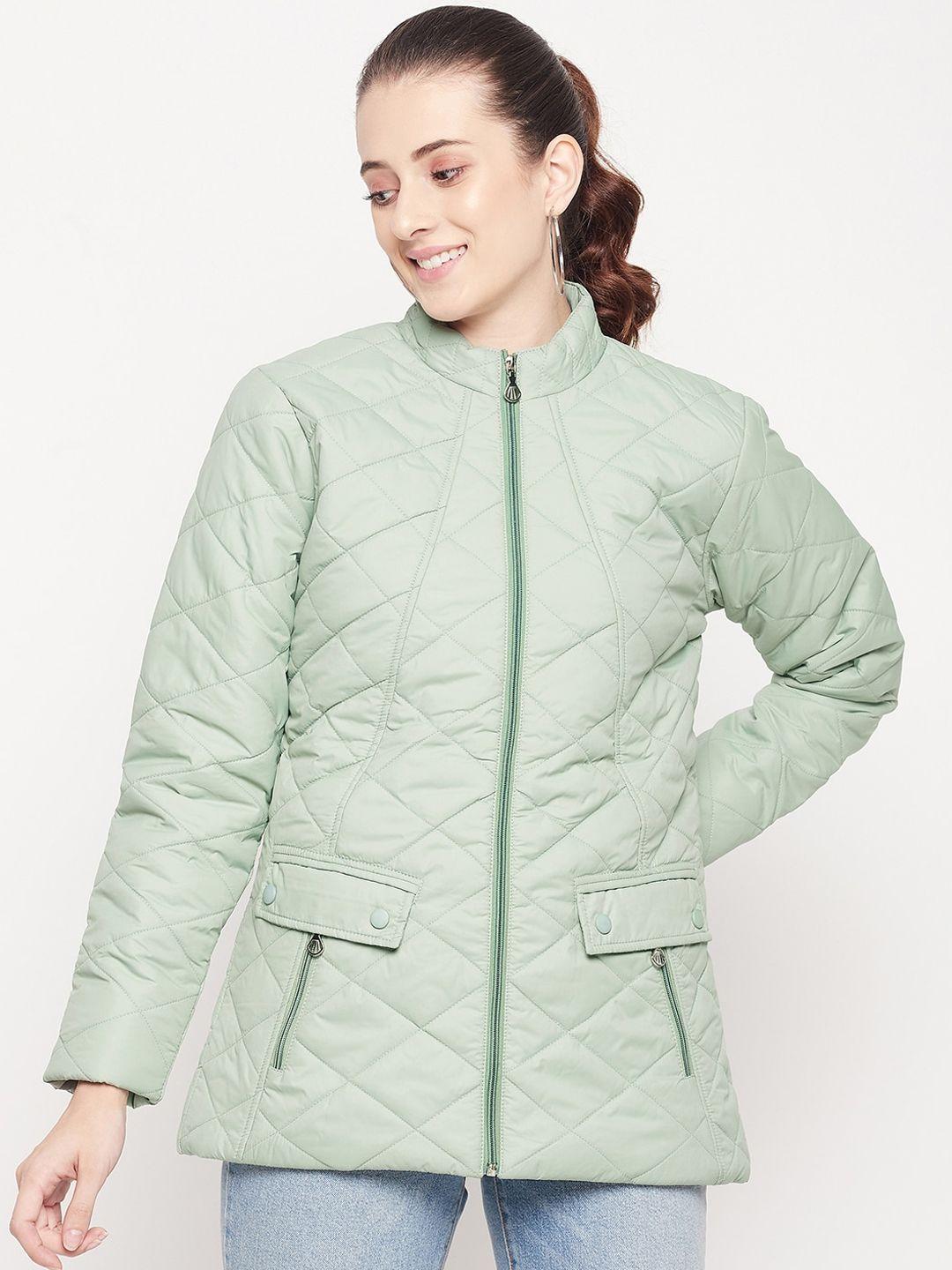 adobe women green lightweight longline quilted jacket