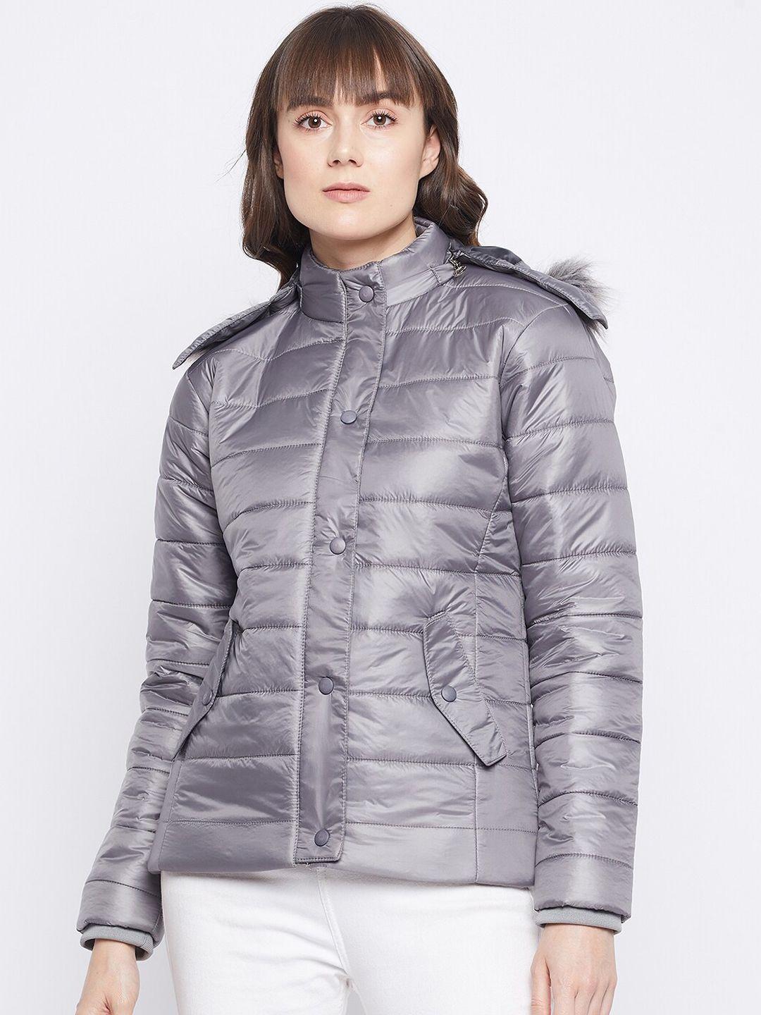 adobe women grey lightweight puffer jacket