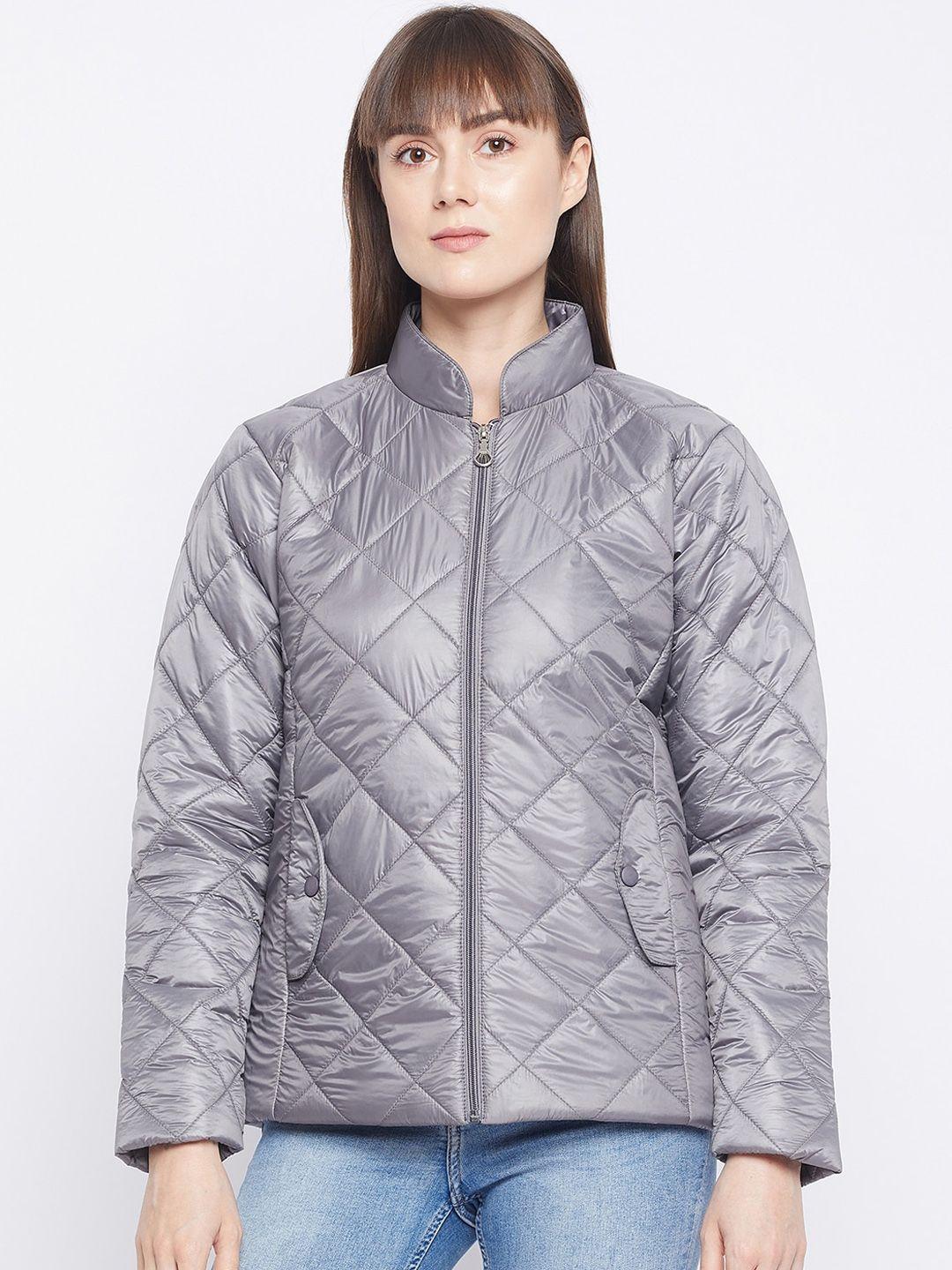 adobe women grey striped quilted jacket