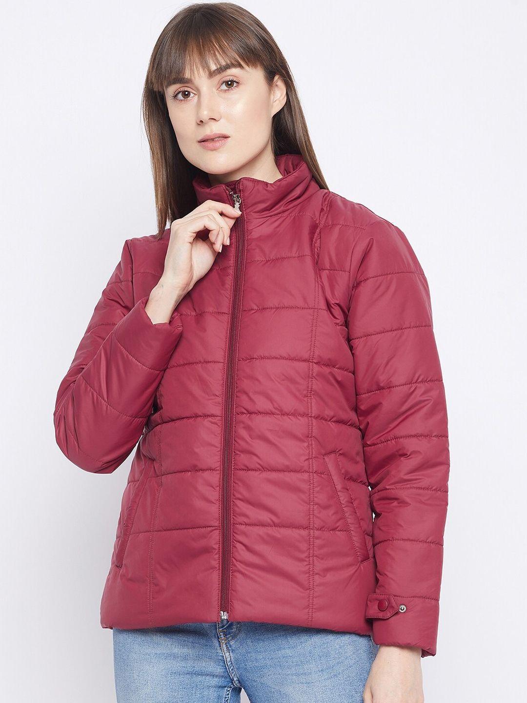 adobe women maroon lightweight padded jacket