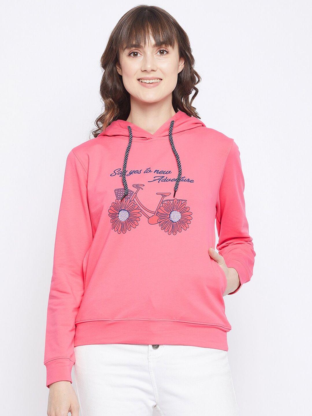 adobe women pink printed hooded sweatshirt
