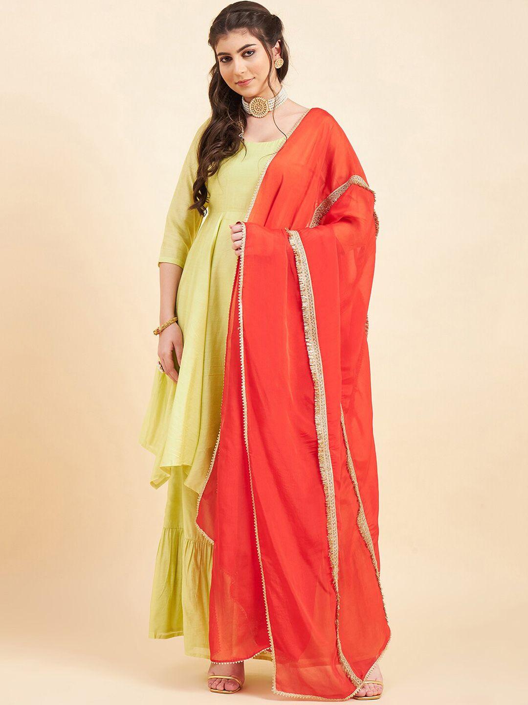 adornia empire gotta patti chanderi silk kurta with sharara & with dupatta