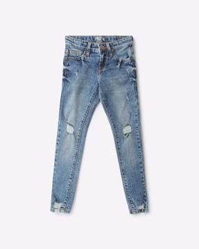 adriana mid-wash distressed skinny fit jeans