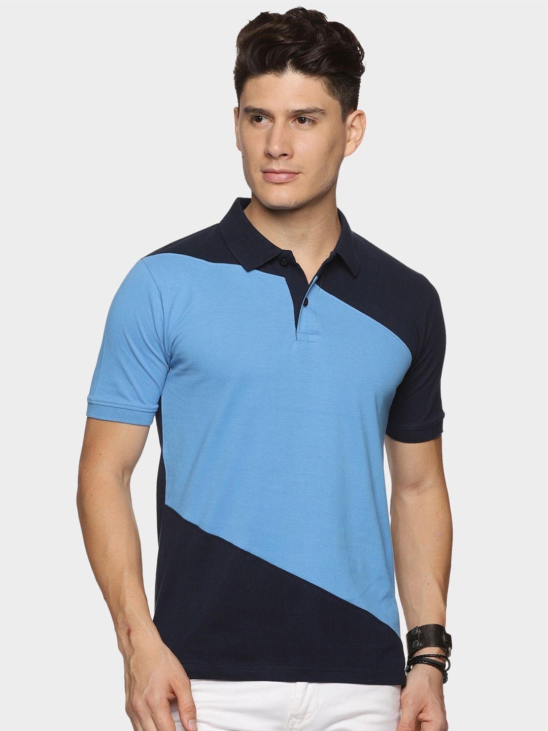 adro colourblocked cotton polo collar t-shirt