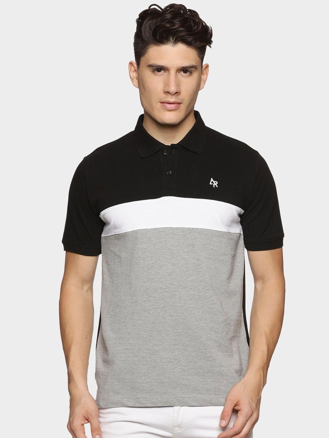 adro colourblocked cotton polo collar t-shirt