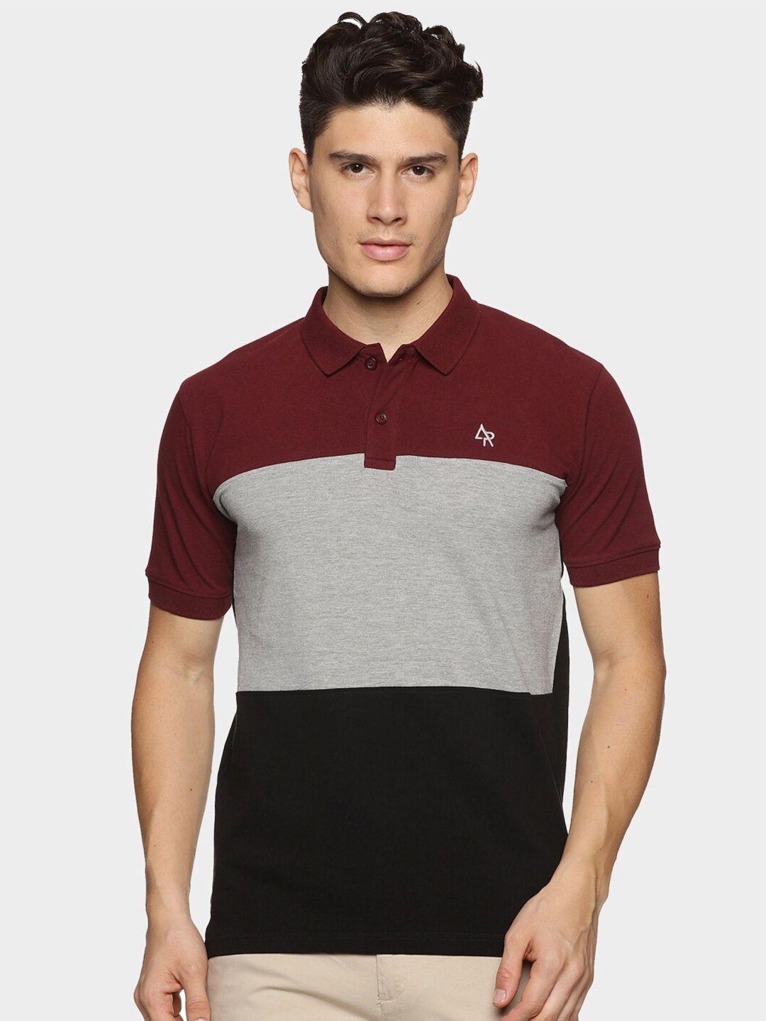 adro colourblocked cotton polo collar t-shirt