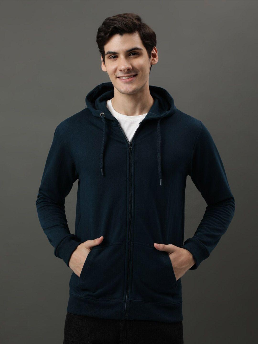 adro long sleeves cotton hood front-open sweatshirt