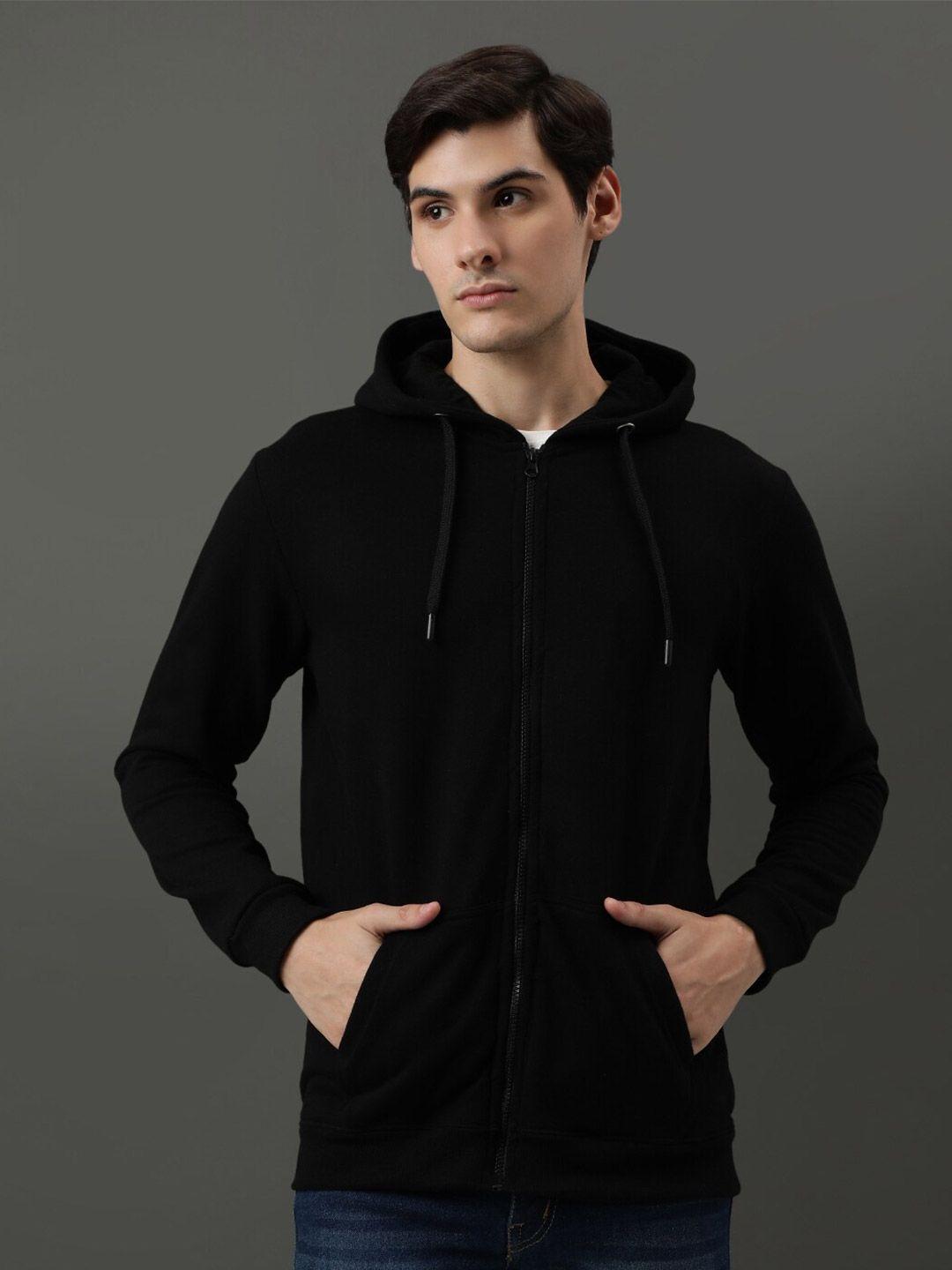 adro long sleeves cotton hood front-open sweatshirt