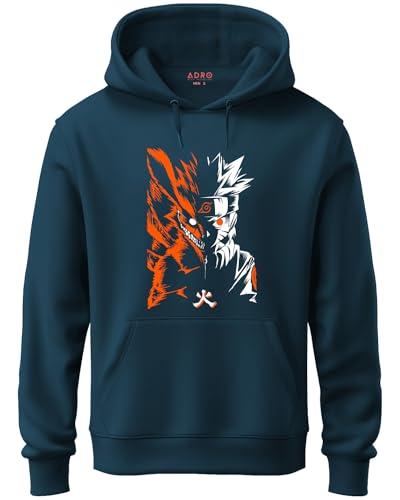 adro mens hoodies with naruto uzumaki anime printed, 100% cotton 340gsm warm & soft fabric. (h23-m-nrr-sb_teal_s)