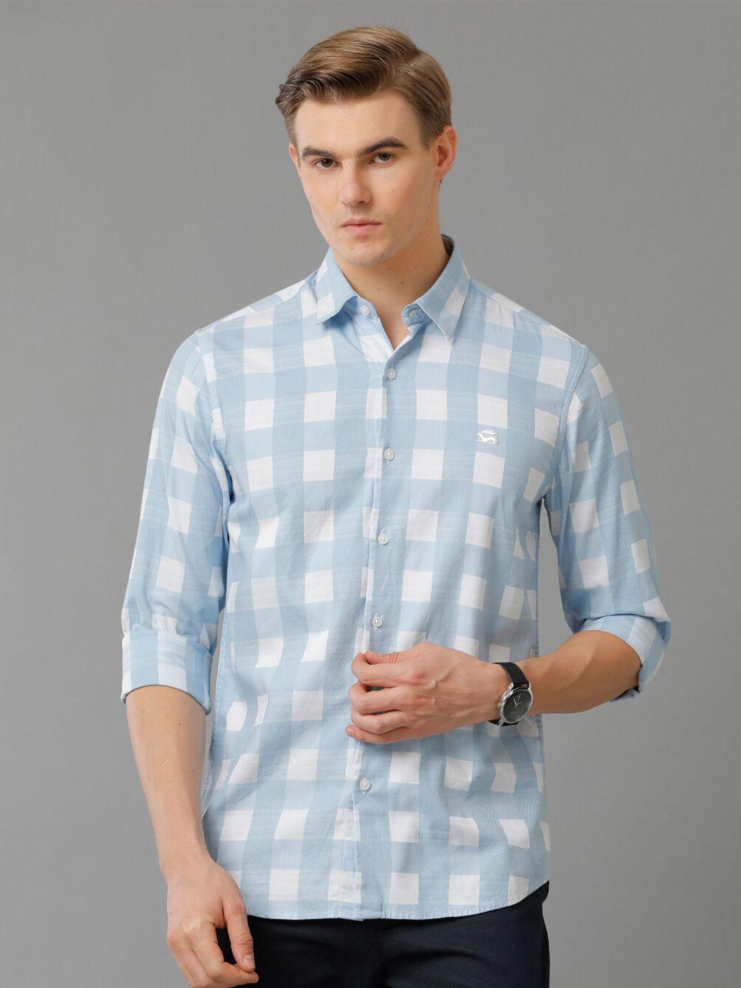 adro standard slim fit checked cotton casual shirt