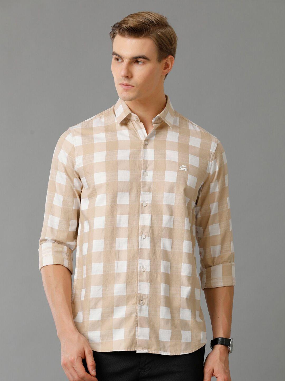 adro standard slim fit checked cotton casual shirt