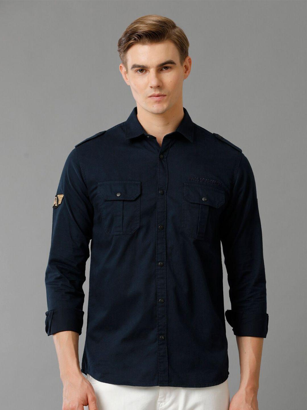 adro standard slim fit cotton cargo casual shirt