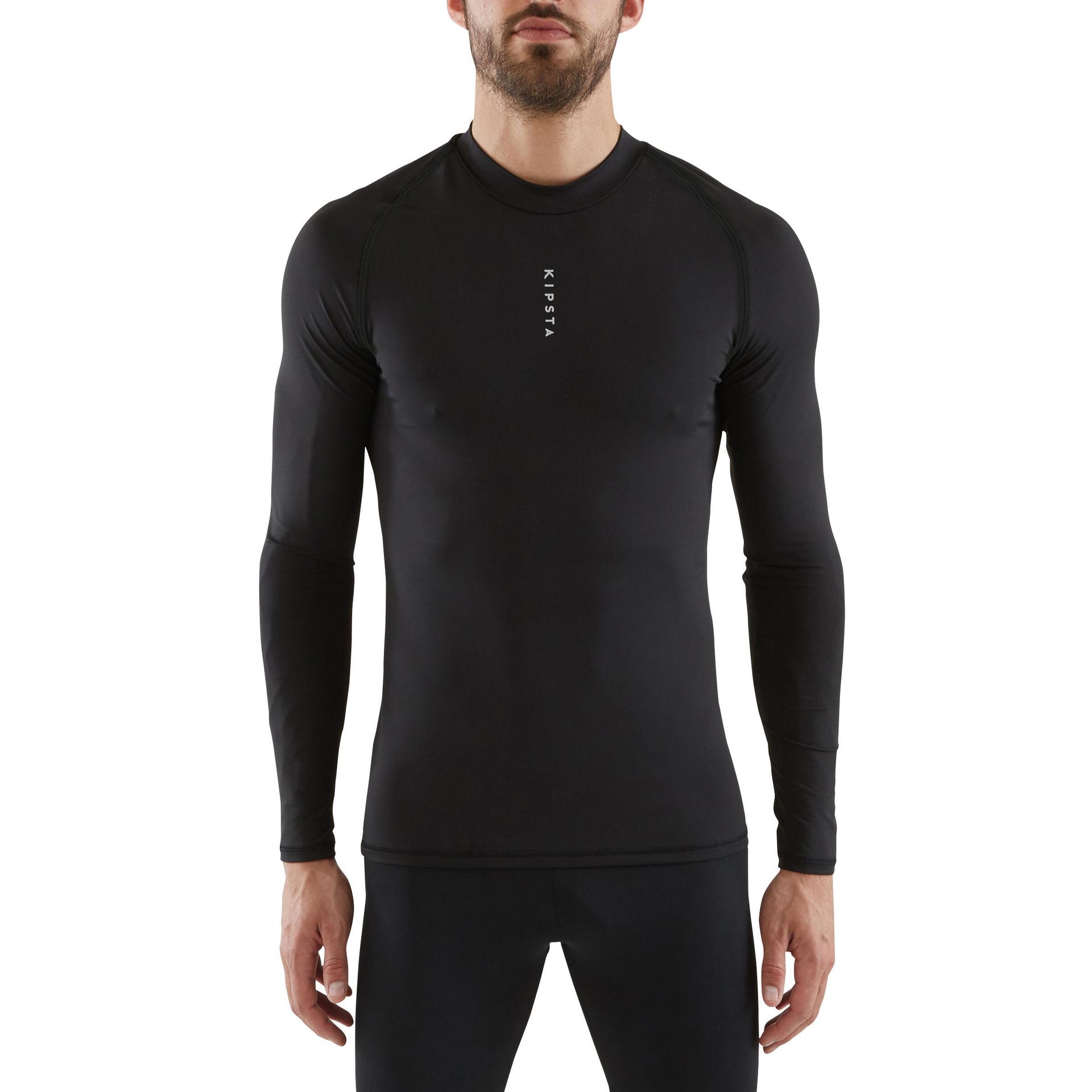 adult long-sleeved football base layer top keepdry 100 - black