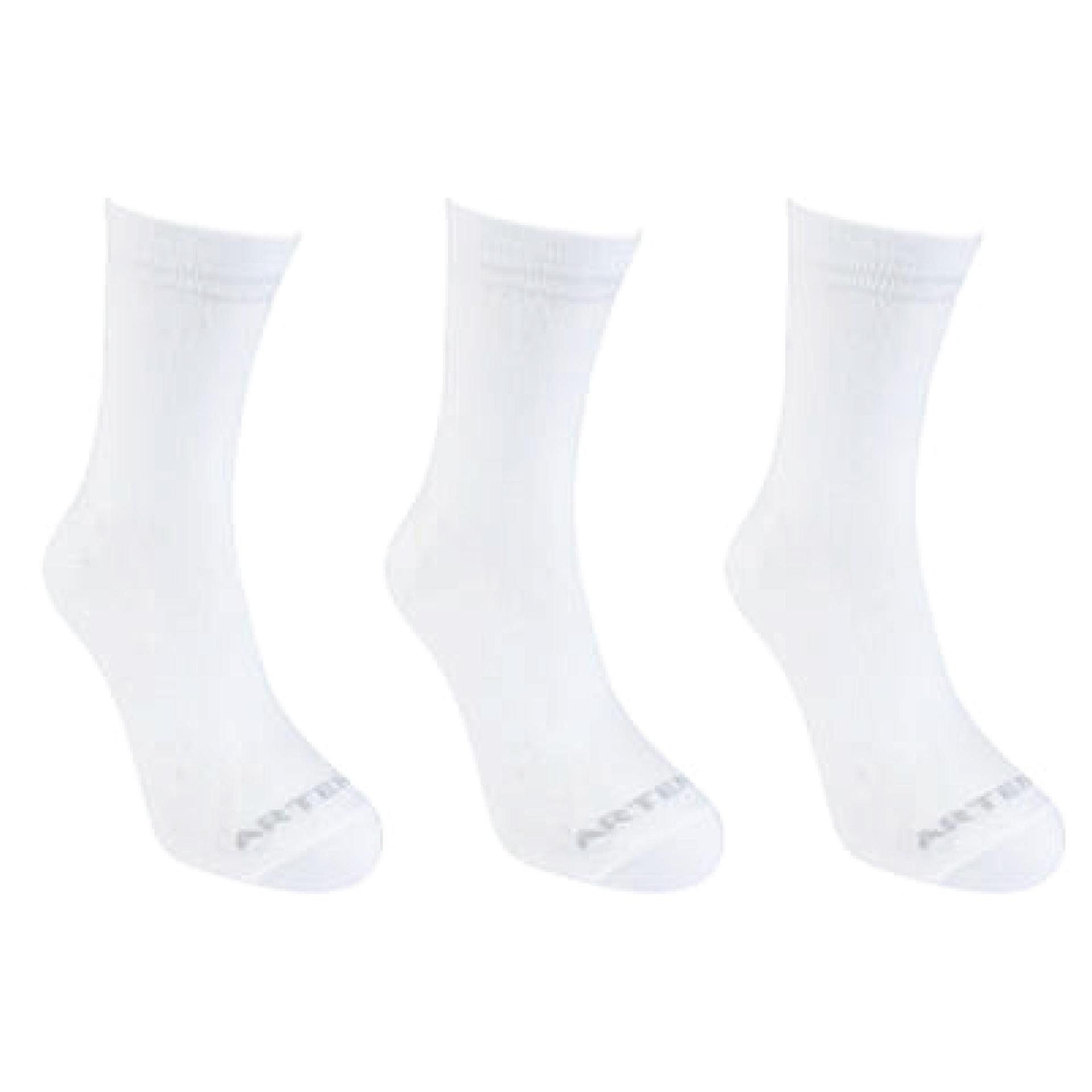 adult tennis socks high ankle x3 - rs160 snow white