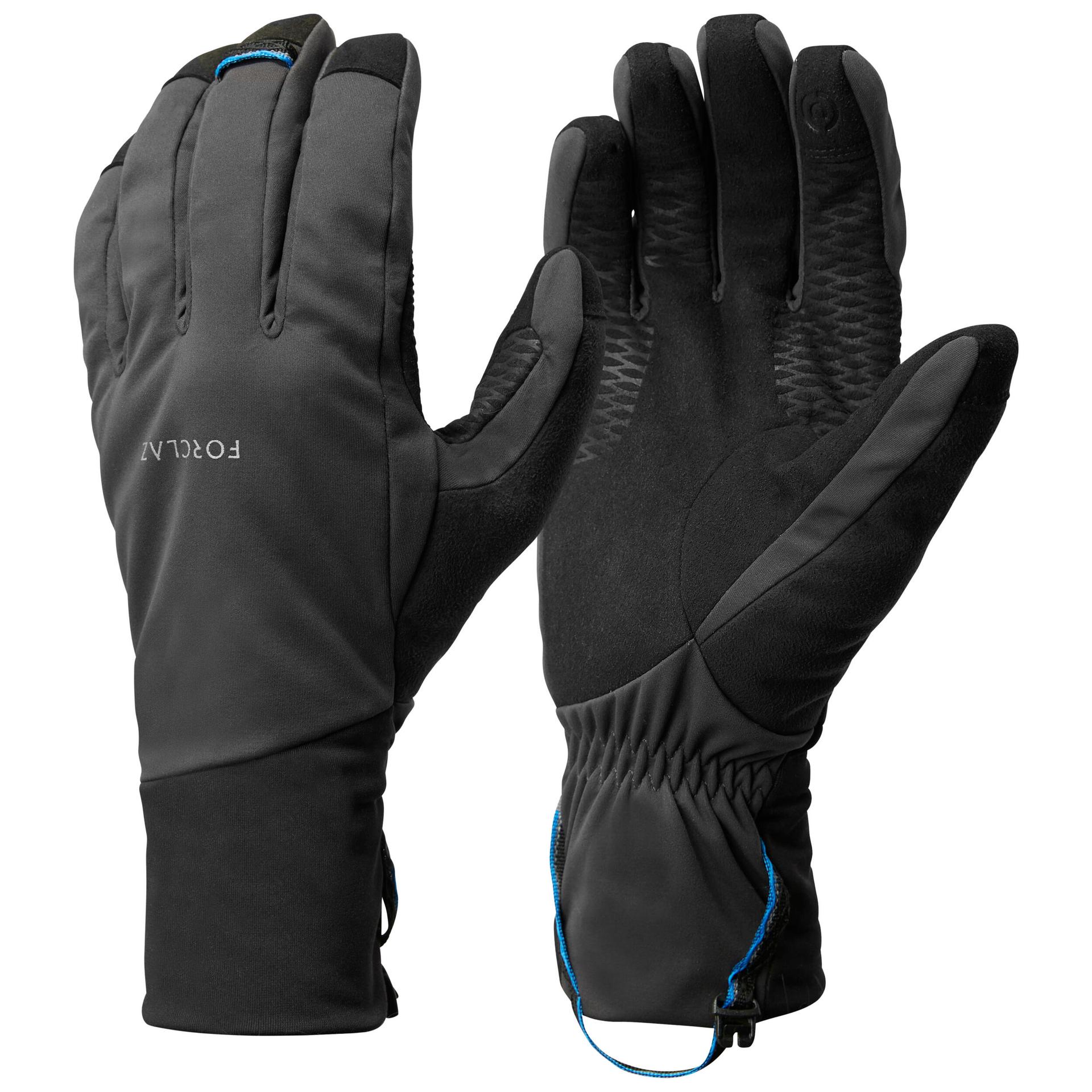 adult windproof mountain trekking gloves - trek 900 grey