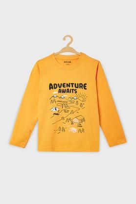 adventure graphic print cotton round neck boys t-shirt - orange