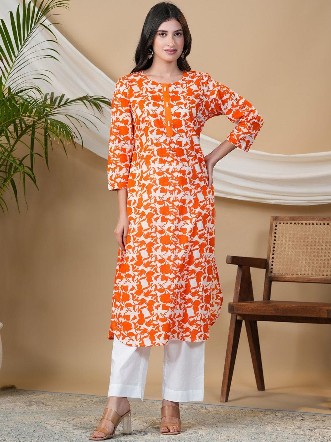 adveta women off white geometric printed mirror work kurta