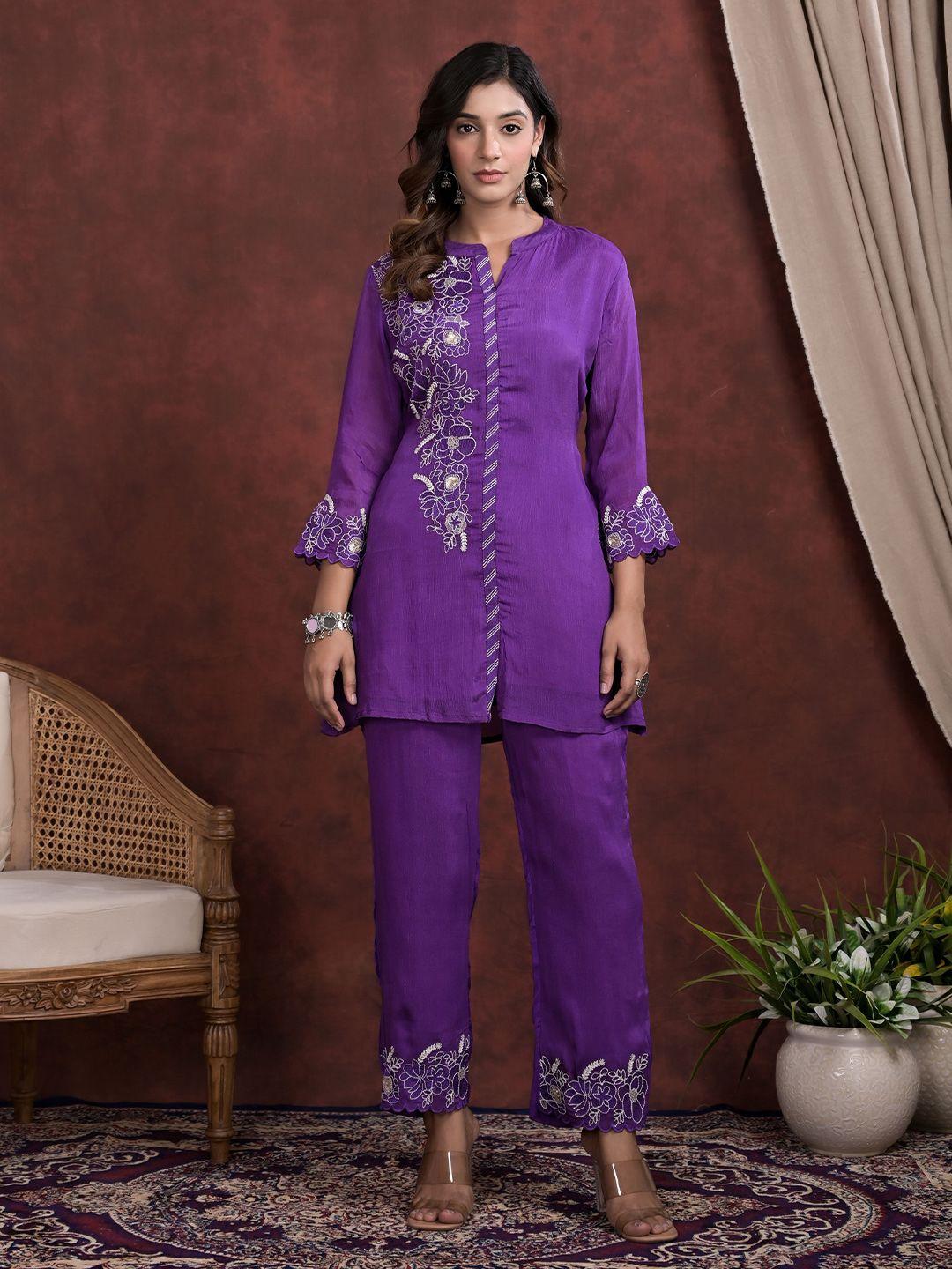 advya embroidered tunic & trouser co-ord set