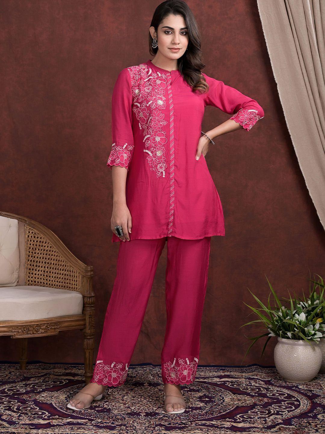 advya embroidered tunic & trouser ethnic co-ord set