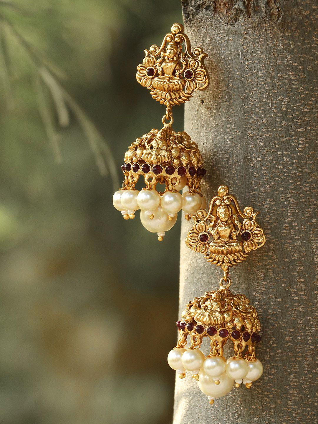 adwitiya collection gold contemporary jhumkas earrings