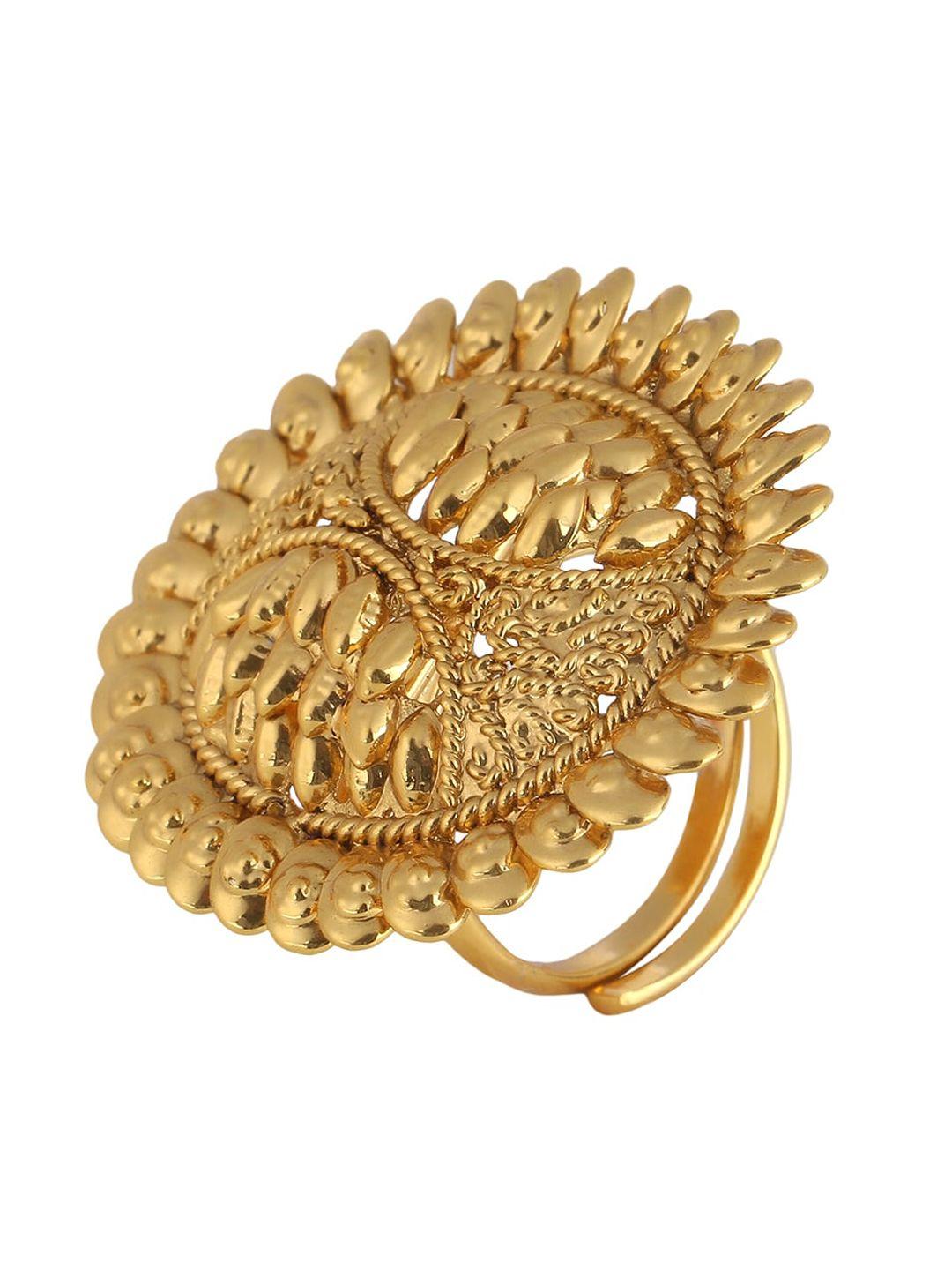 adwitiya collection 24 ct gold-plated adjustable handcrafted finger ring