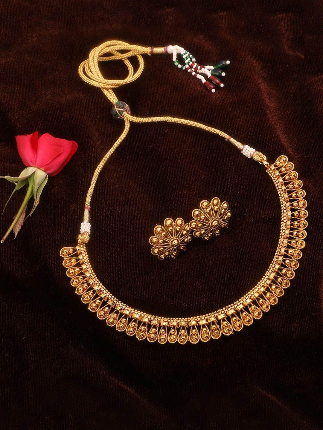 adwitiya collection 24ct gold-plated antique handcrafted jewellery set