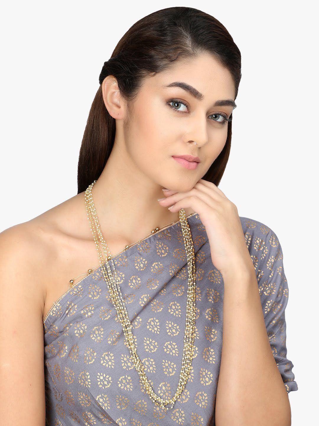 adwitiya collection 24ct gold-plated beaded layered chain