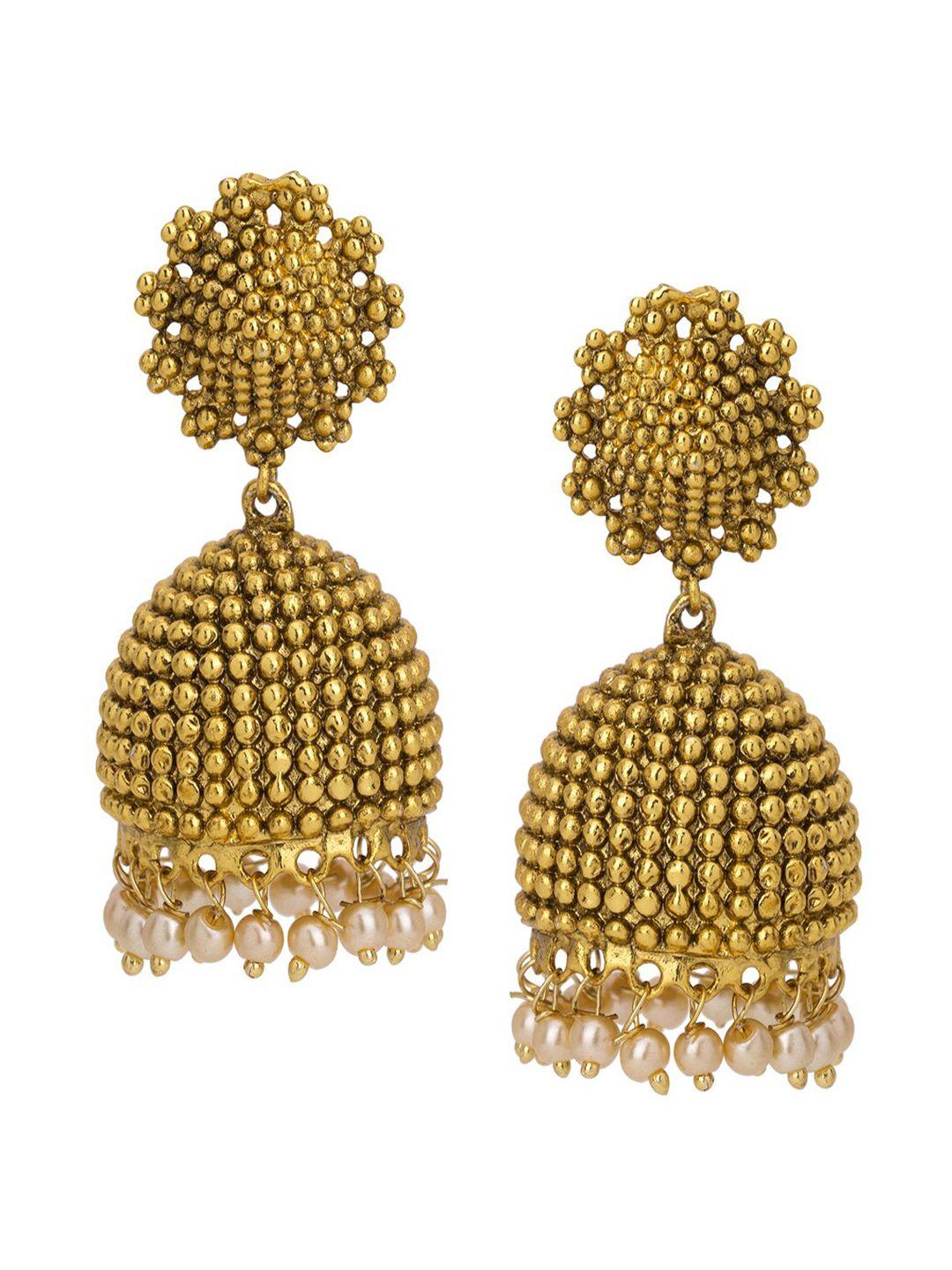 adwitiya collection gold contemporary jhumkas earrings