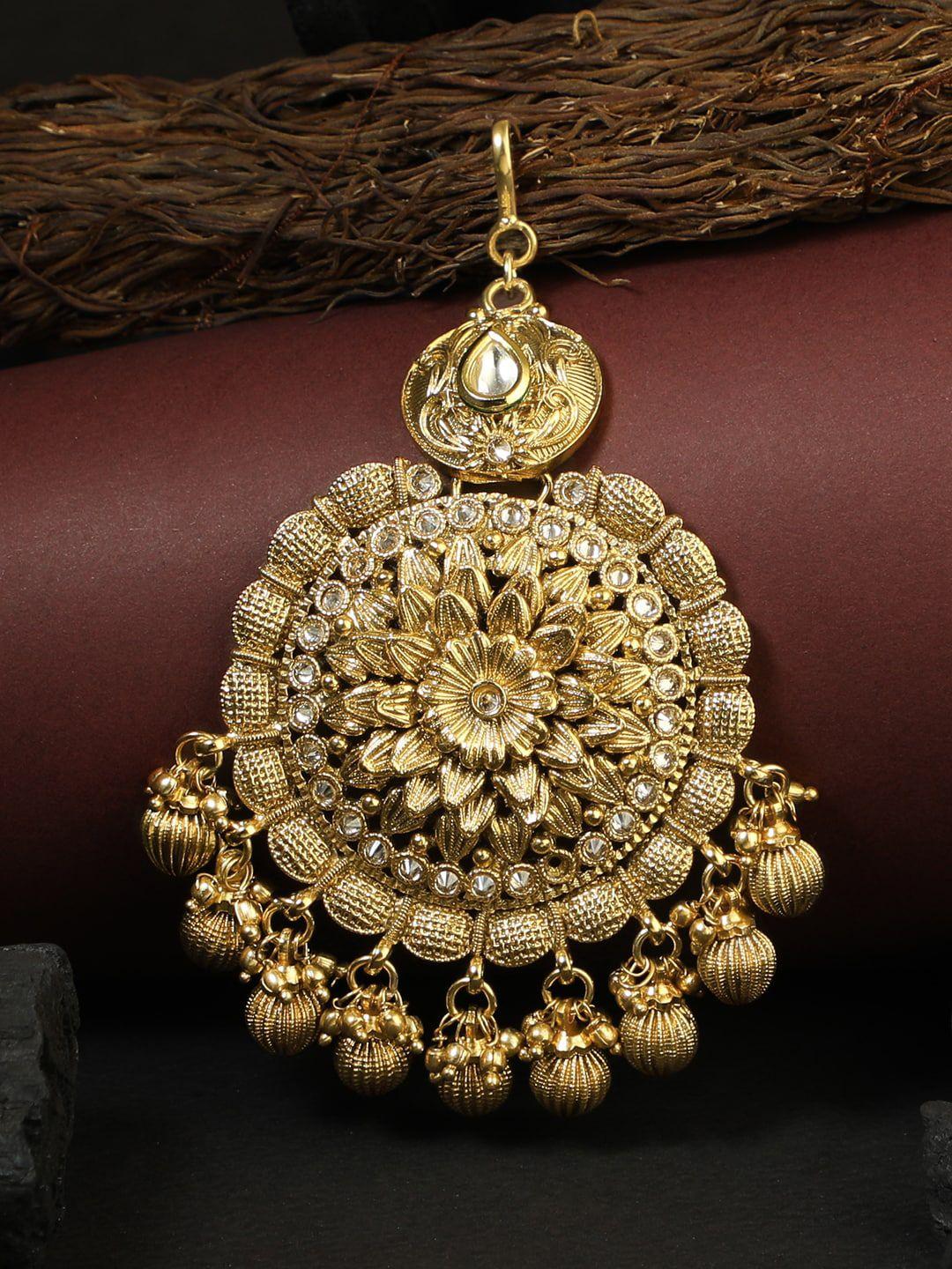 adwitiya collection gold-plated & stone-studded jhumar passa