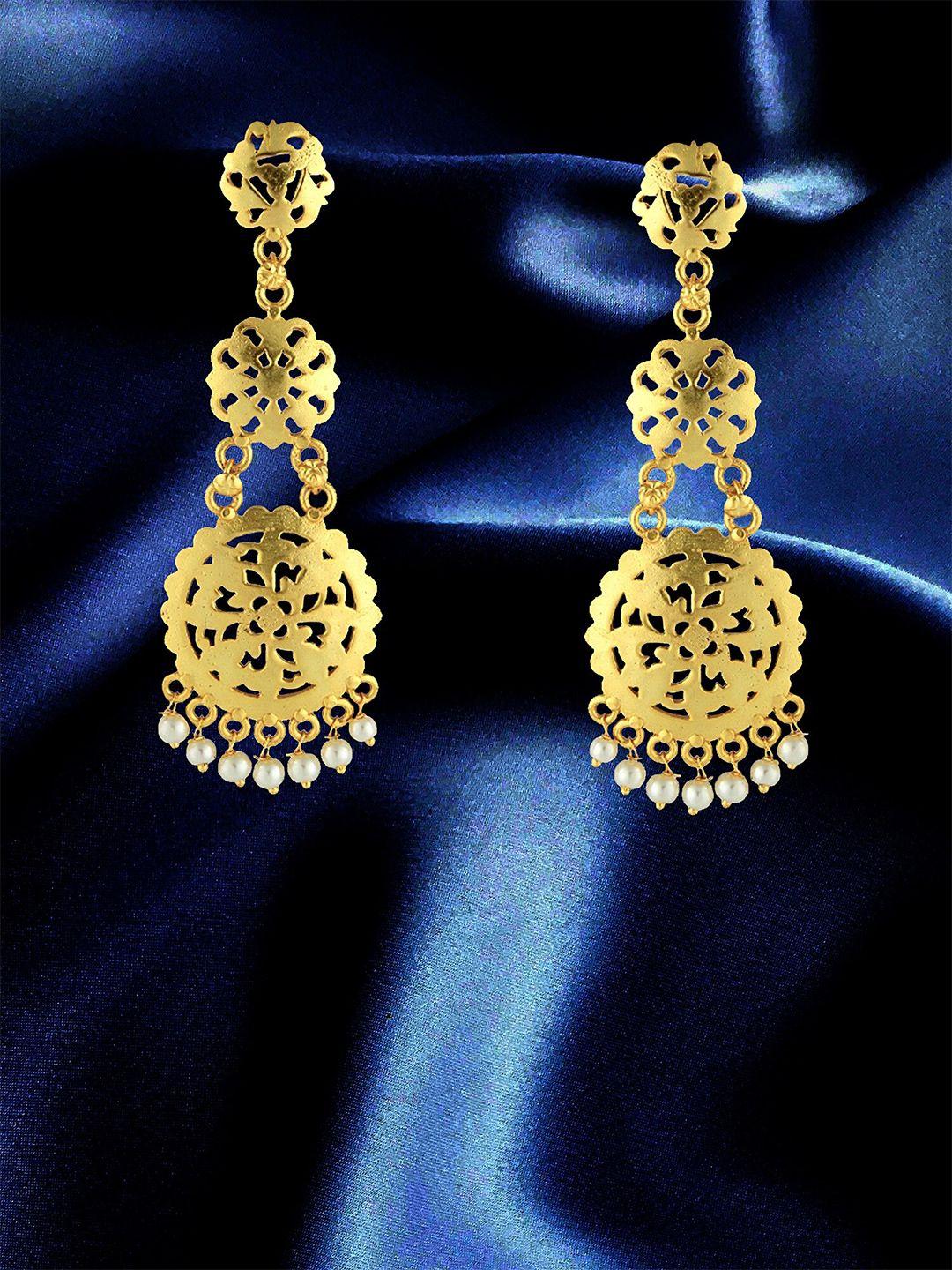 adwitiya collection gold-plated beaded classic drop earrings