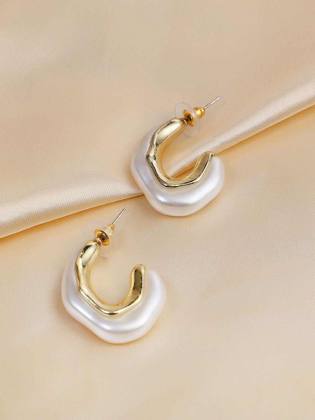 adwitiya collection gold-plated classic half hoop earrings
