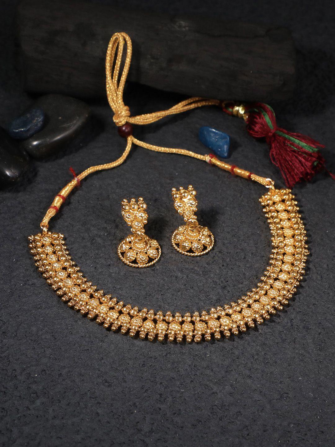 adwitiya collection gold-plated copper antique necklace