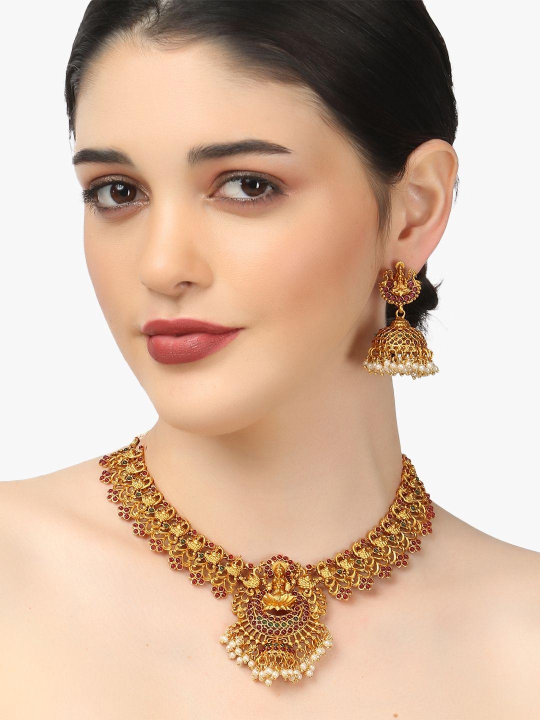 adwitiya collection gold-plated temple jewellery set