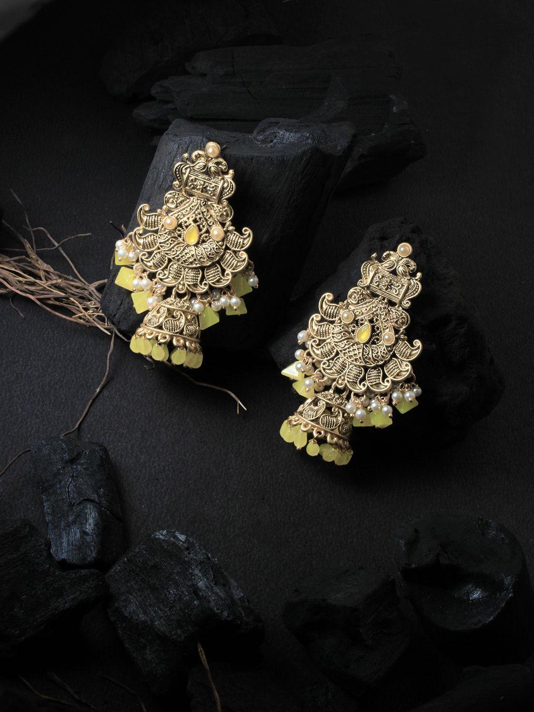 adwitiya collection gold-toned classic drop earrings