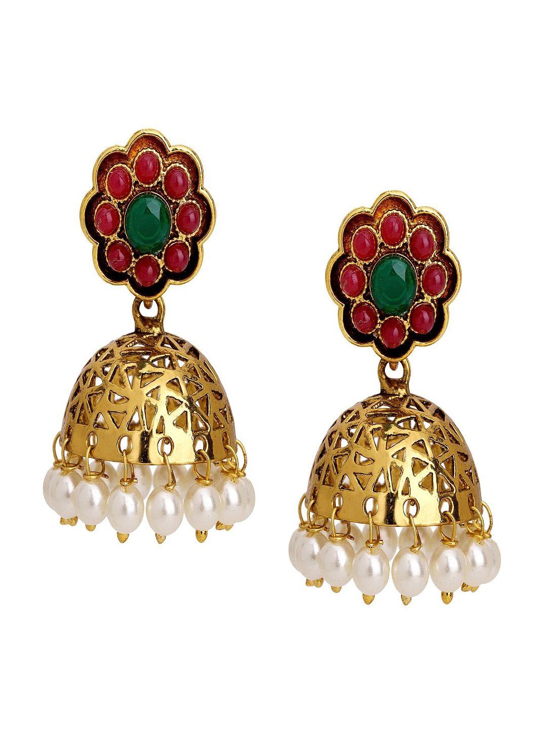 adwitiya collection gold-toned contemporary jhumkas earrings