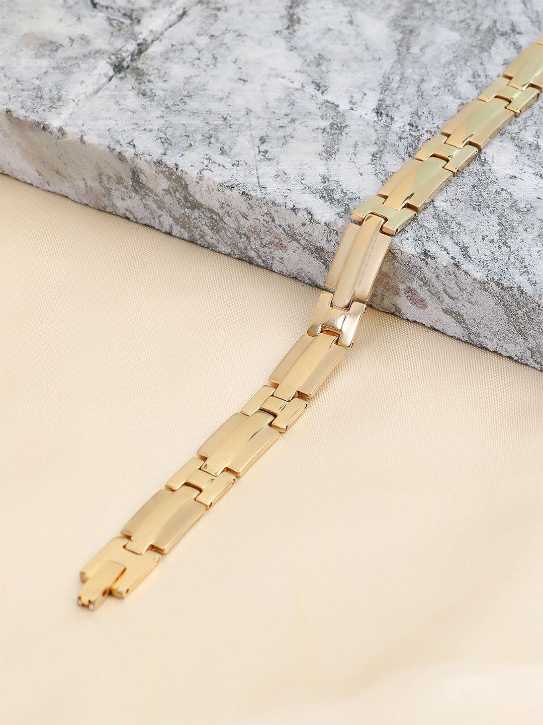 adwitiya collection men gold-plated link bracelet