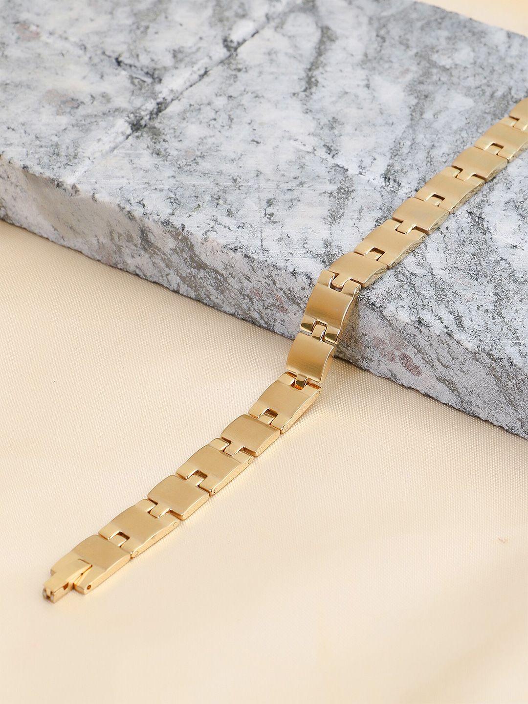 adwitiya collection men gold-toned gold-plated link bracelet