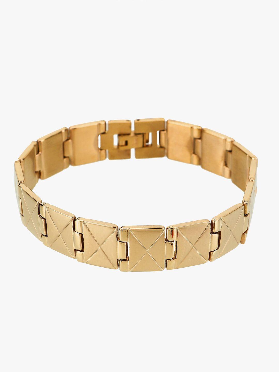 adwitiya collection men gold-toned gold-plated link bracelet