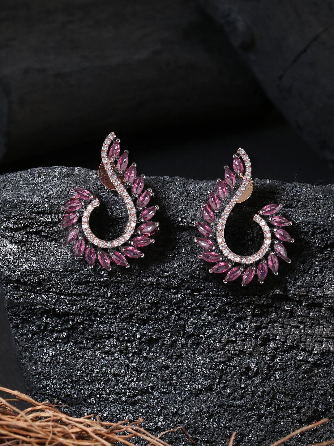 adwitiya collection pink contemporary drop earrings