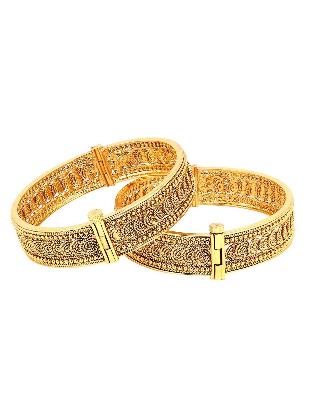 adwitiya collection set of 2 24k gold-plated stone-studded pearl beaded bangles