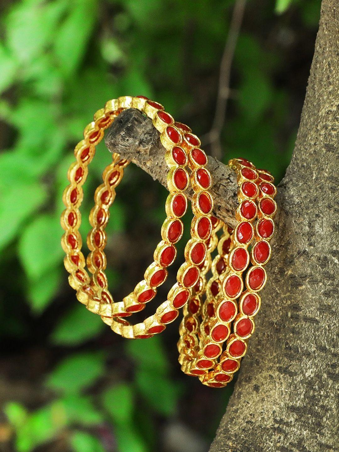 adwitiya collection set of 4 24 ct gold-plated stone-studded bangles