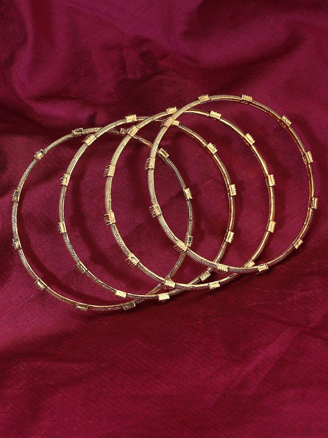 adwitiya collection set of 4 gold-plated stone-studded bangles