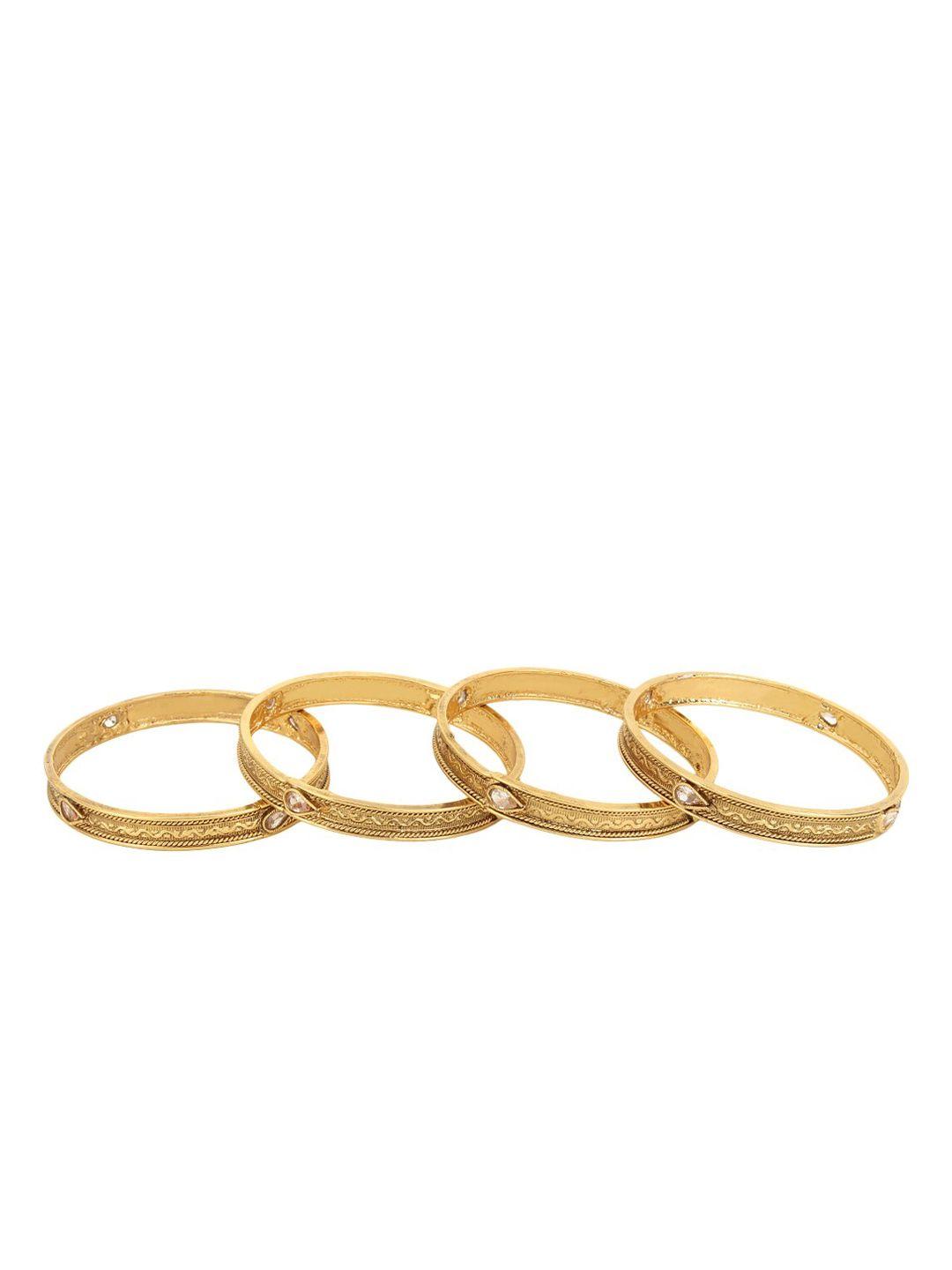 adwitiya collection set of 4 gold-plated stones studded bangles