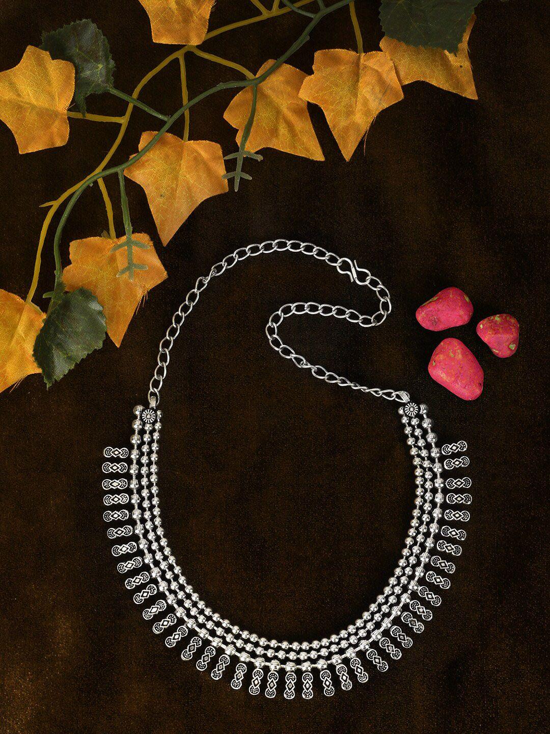 adwitiya collection silver-plated brass oxidised necklace