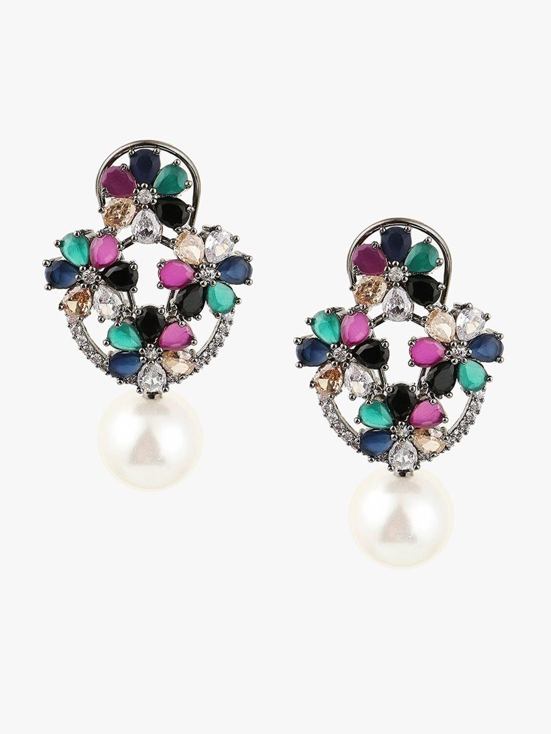 adwitiya collection silver-plated classic drop earrings