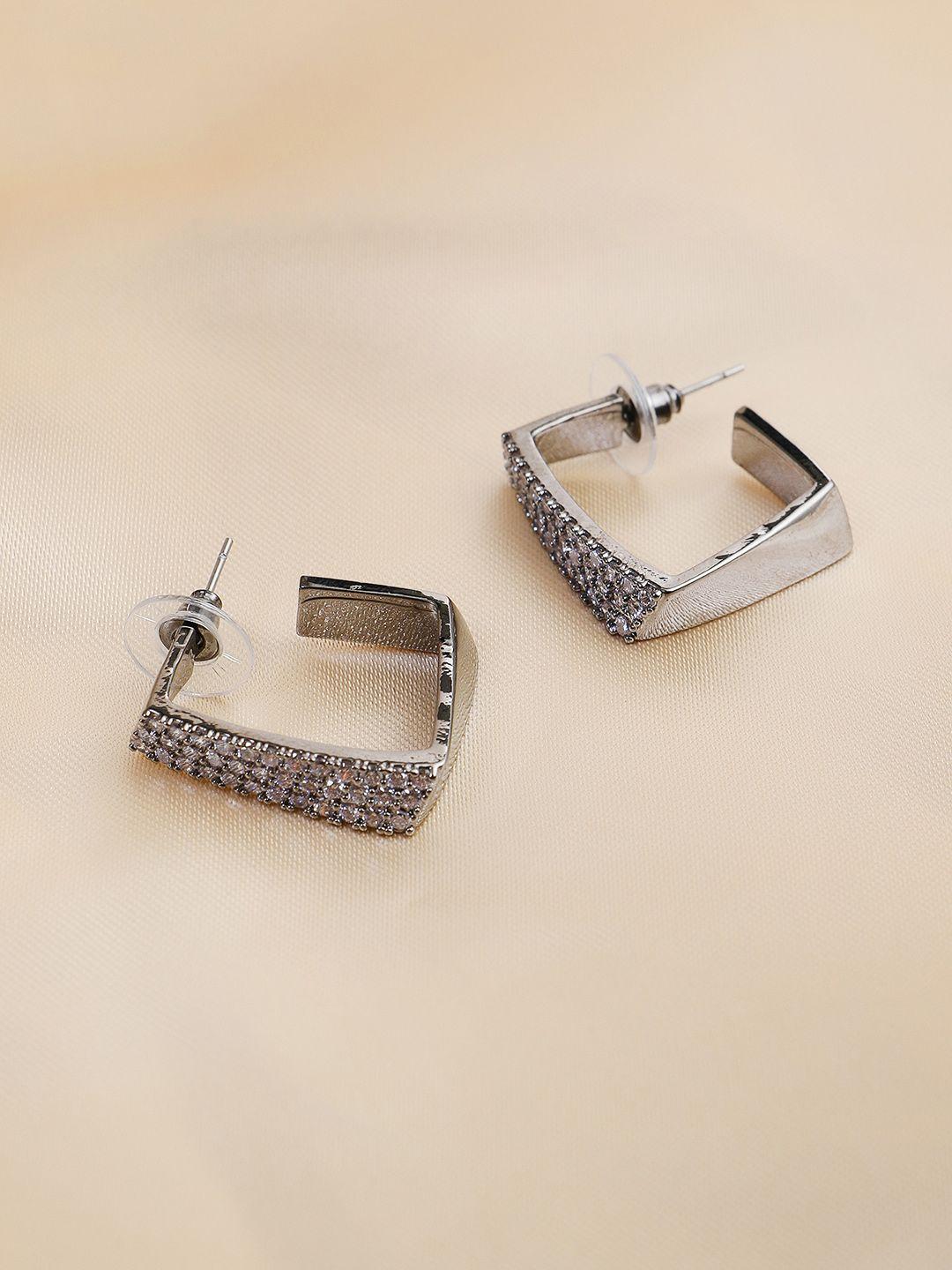 adwitiya collection silver-plated classic hoop earrings